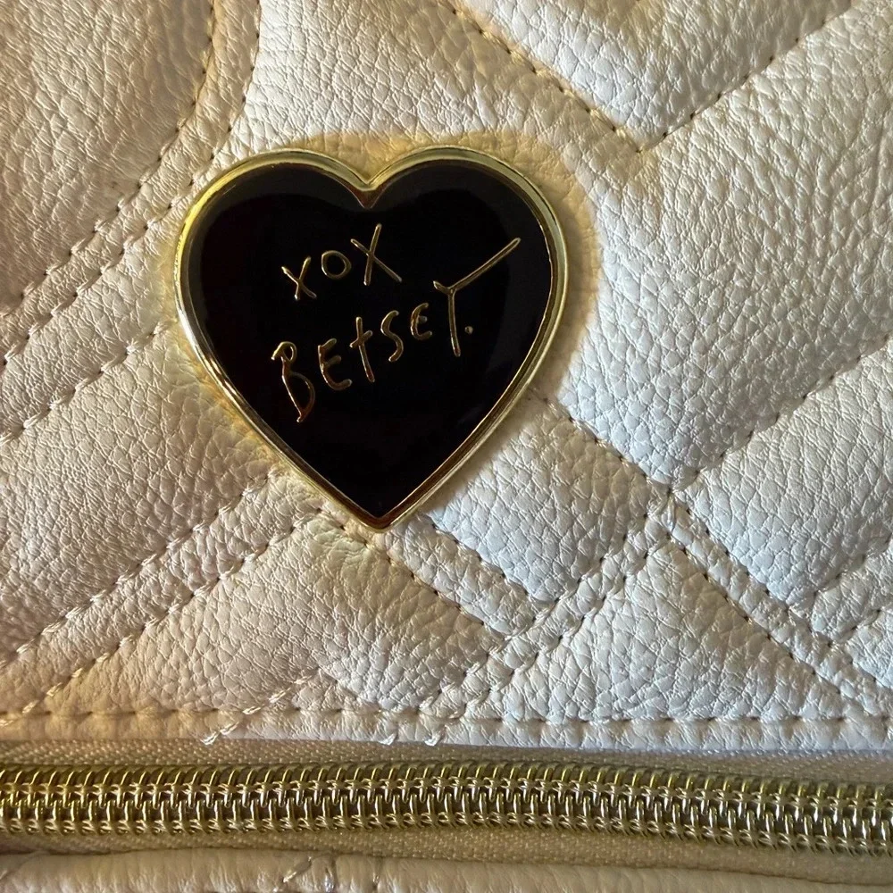 Betsey Johnson Quilted Cream and Black Backpack